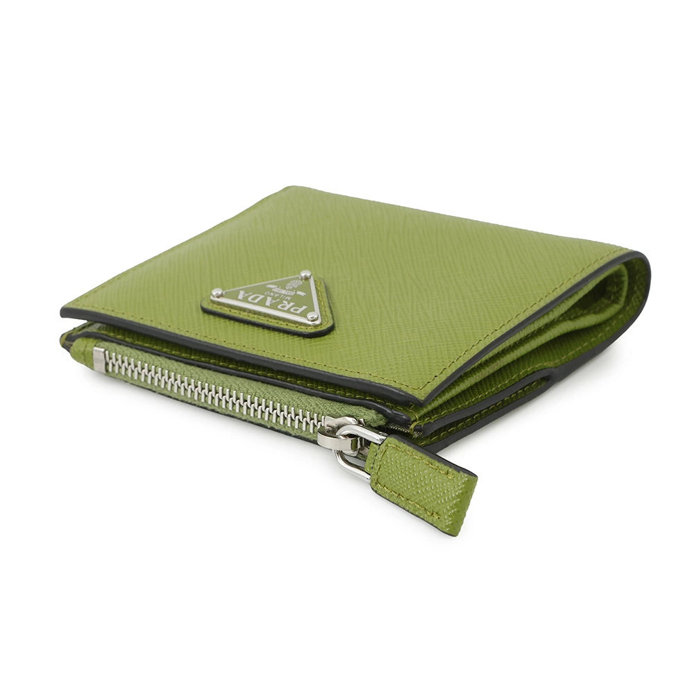 Prada Wallet Bi Triangle fold Limited Leather Saffiano Black
